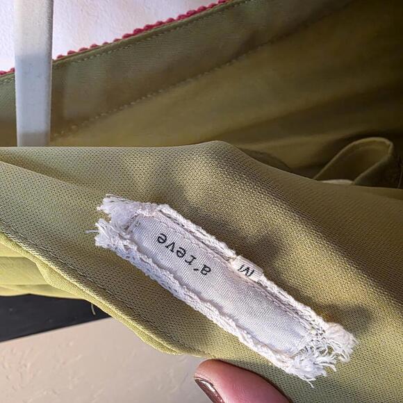 Anthro A'Reve Women's Mini Dress w/ Green Sheer Sleeves & Floral Skirt- Medium - Picture 6 of 8